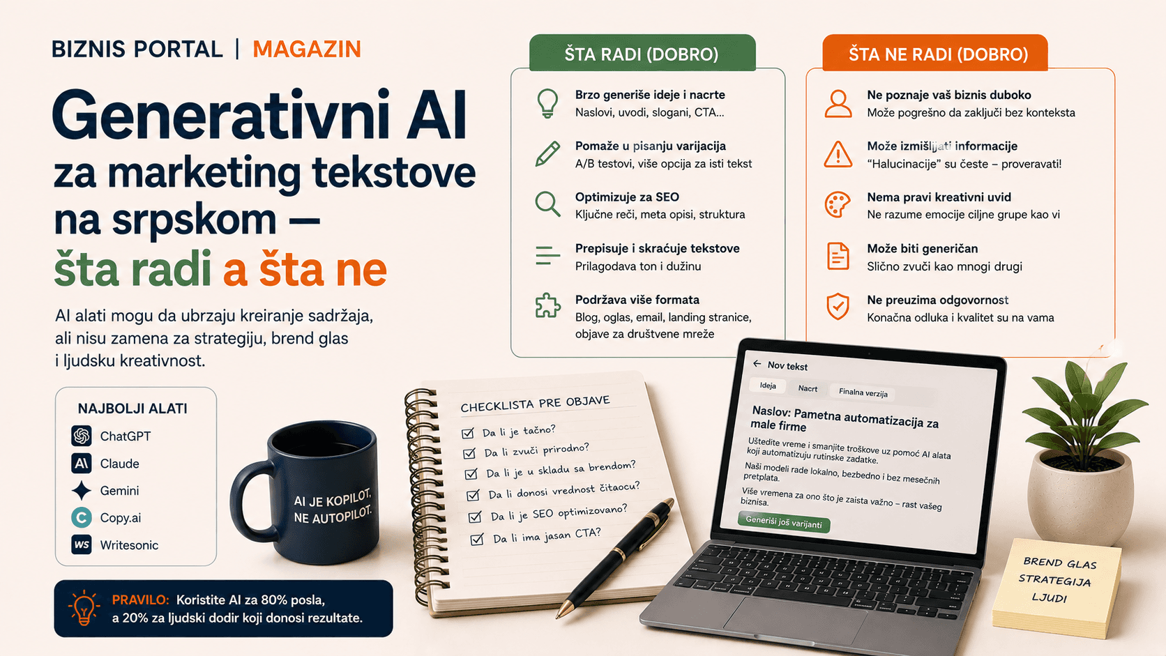 Marketing tim radi na pisanju AI-asistiranih tekstova